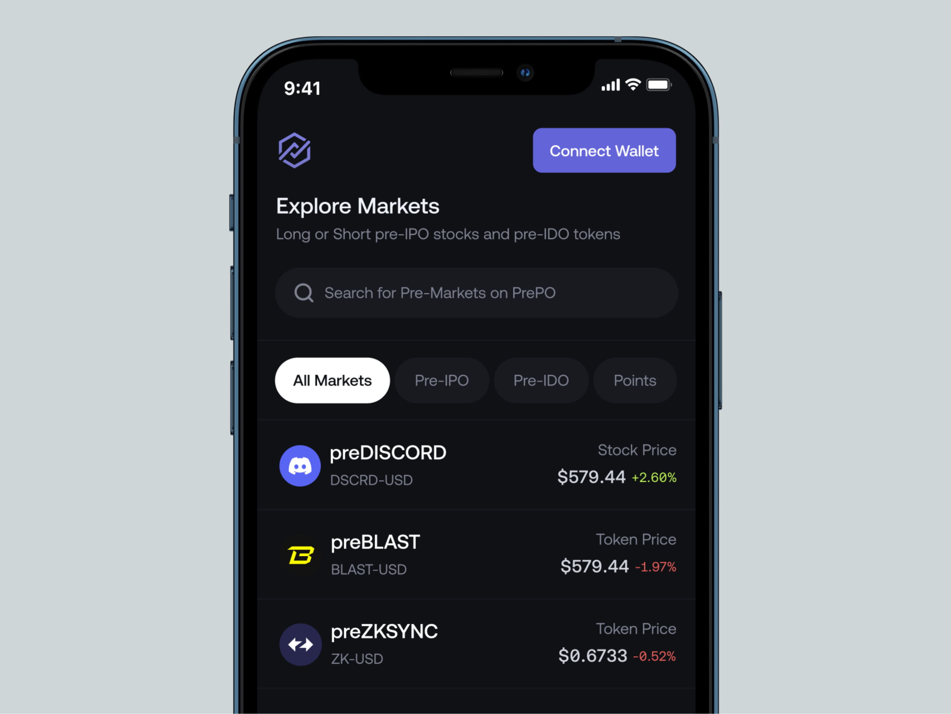 Prestocks pre-market trading interface